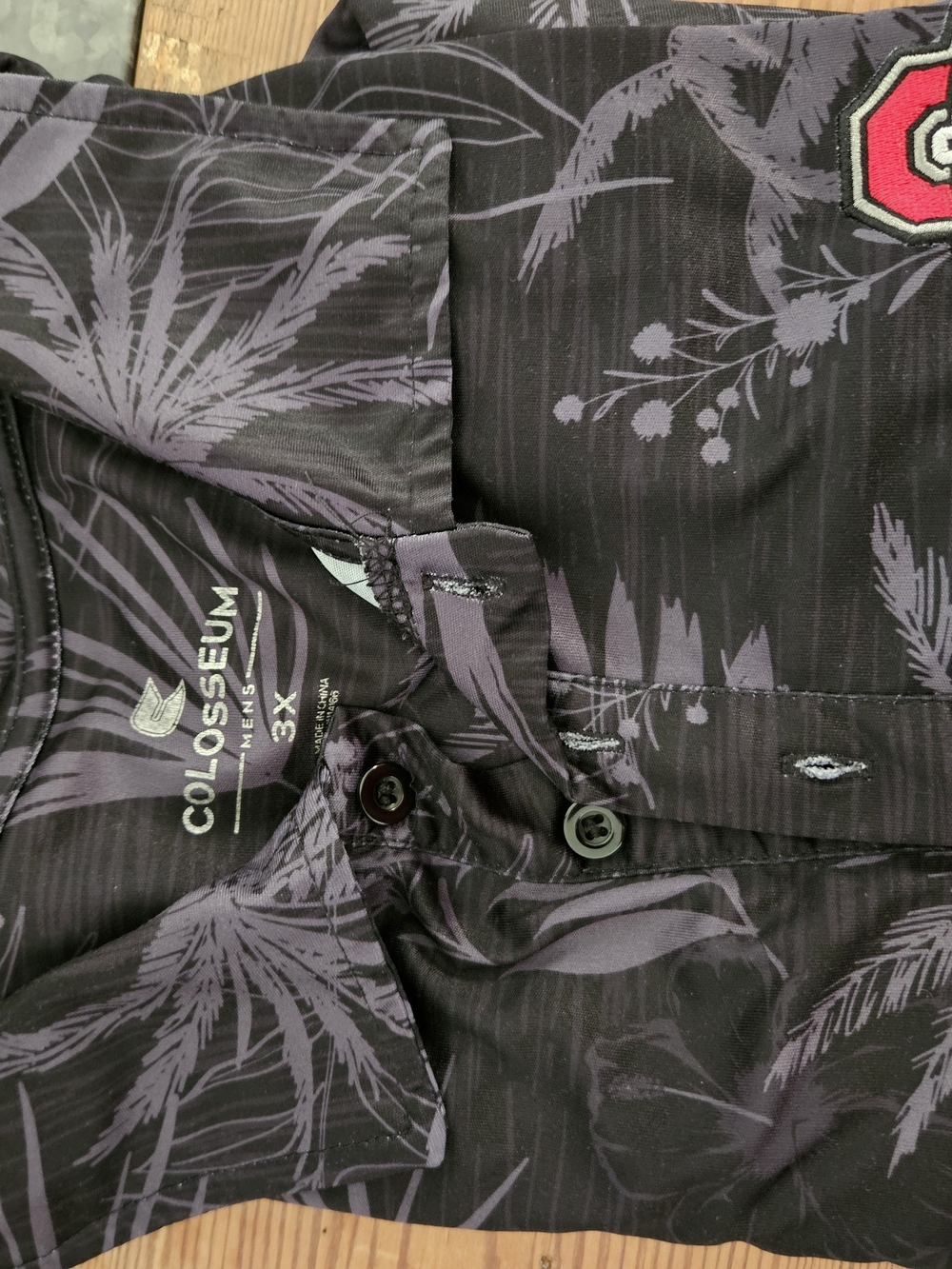 Colosseum Black Polo with Purple Tropical Print and Ohio State Patch - Picture 6 of 6